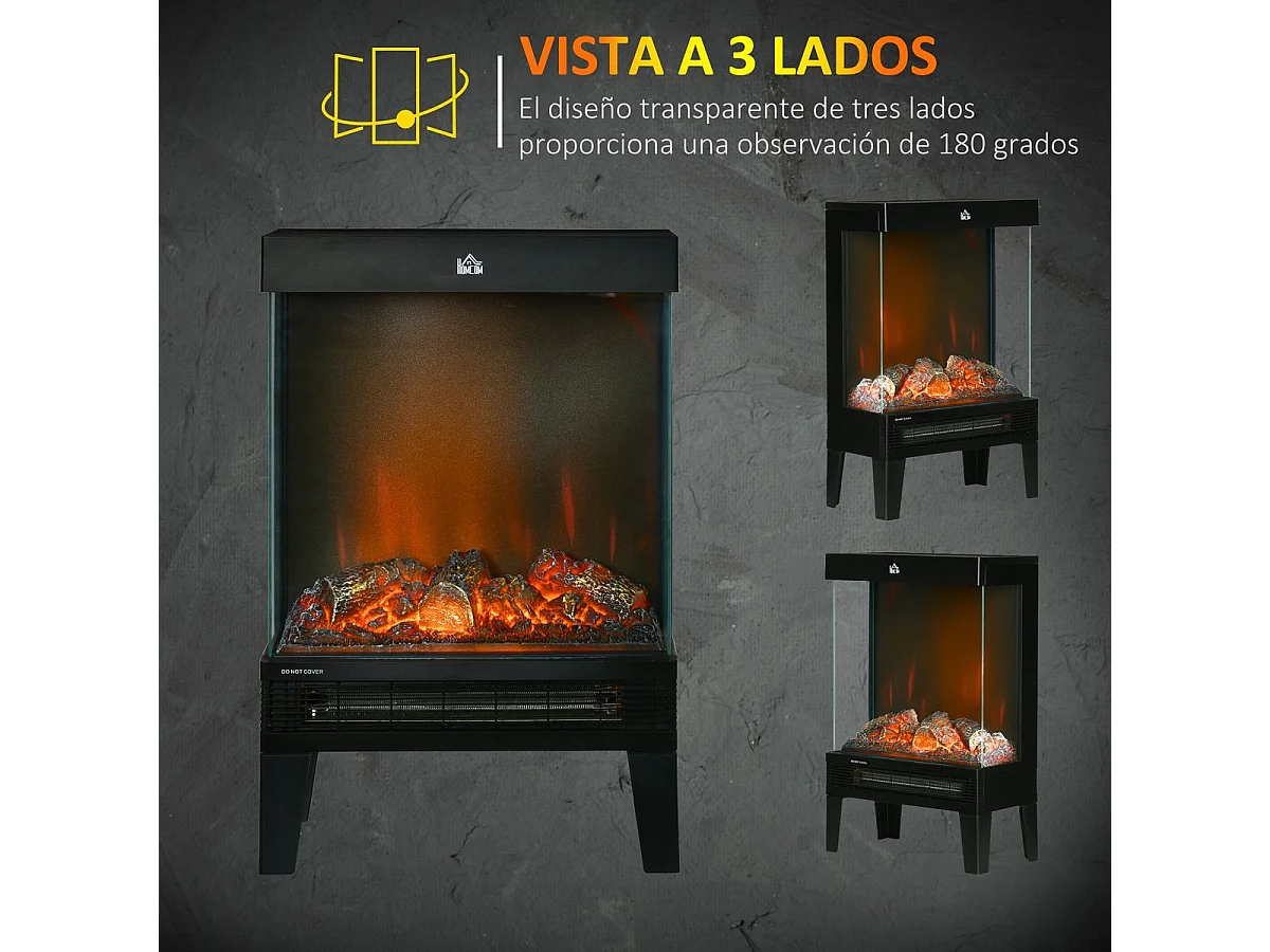 Chimenea eléctrica vertical negro 40.5x20x62 cm HOMCOM