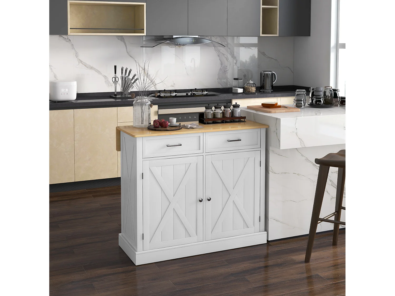 Isla de cocina blanco 105x60x90.5 cm HOMCOM