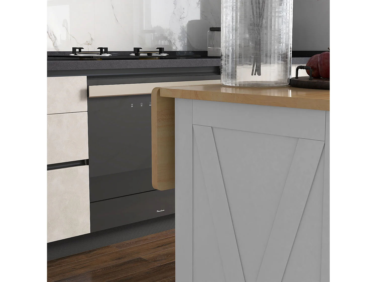 Isla de cocina blanco 105x60x90.5 cm HOMCOM