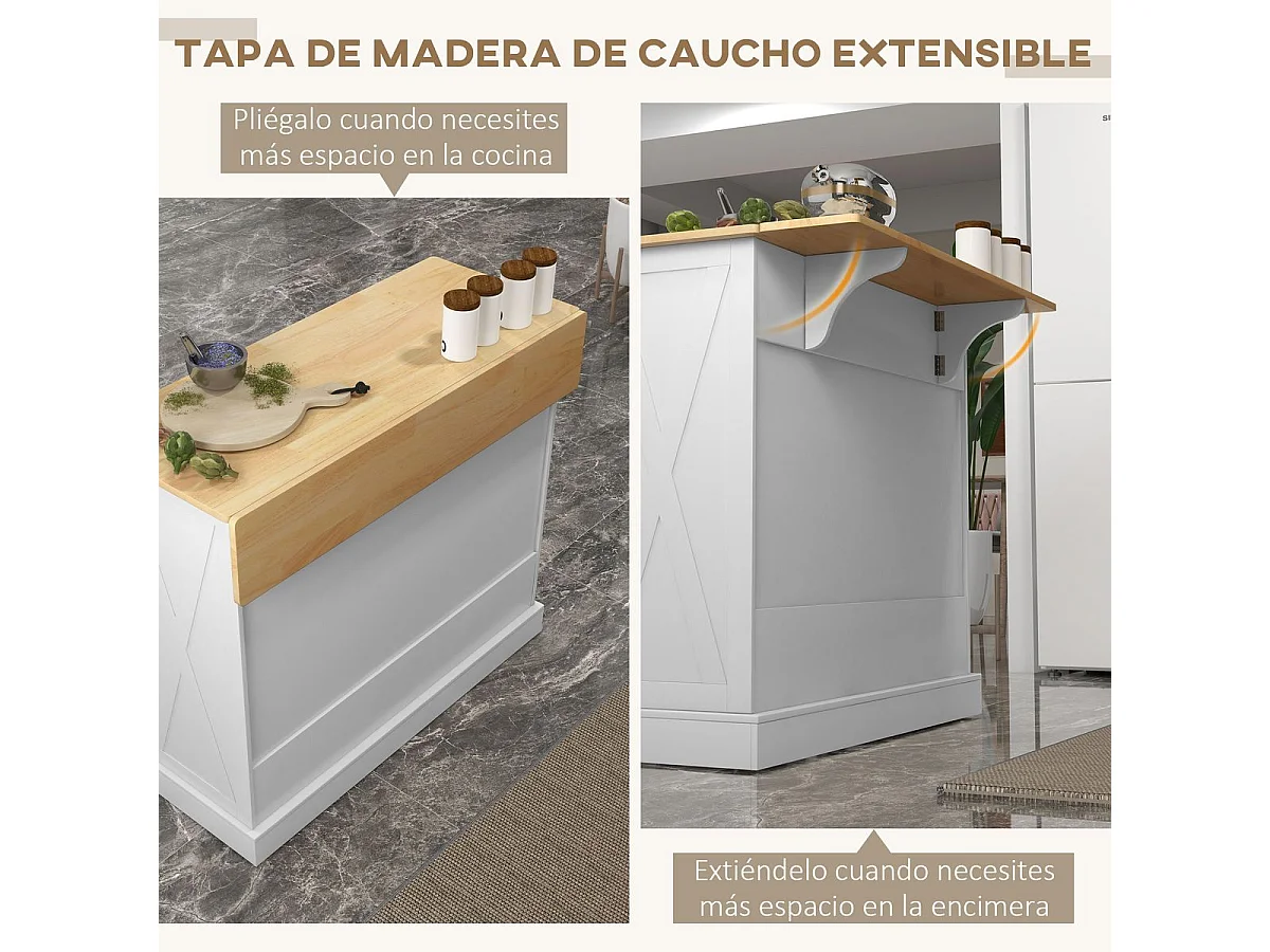 Isla de cocina blanco 105x60x90.5 cm HOMCOM
