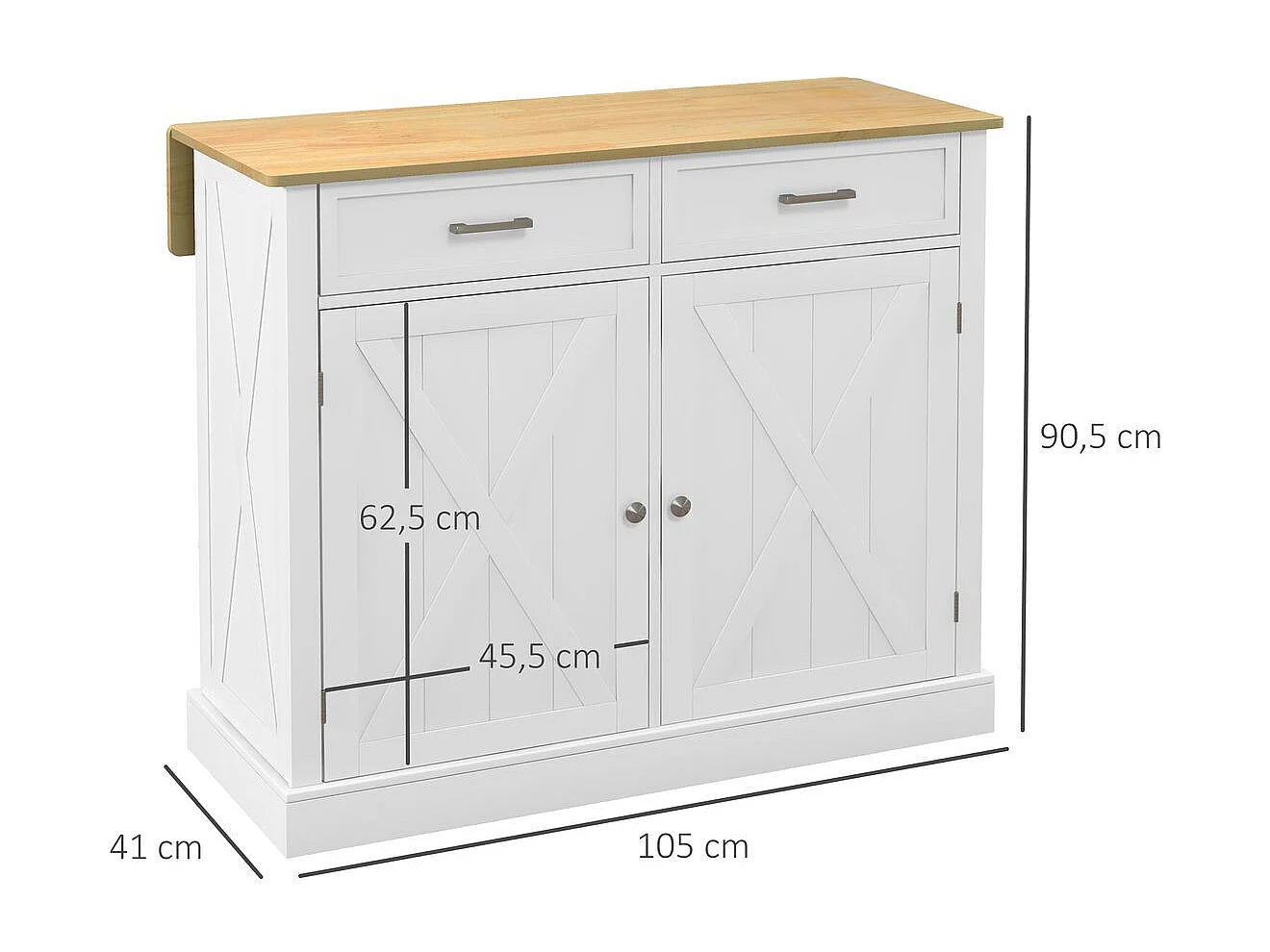 Isla de cocina blanco 105x60x90.5 cm HOMCOM