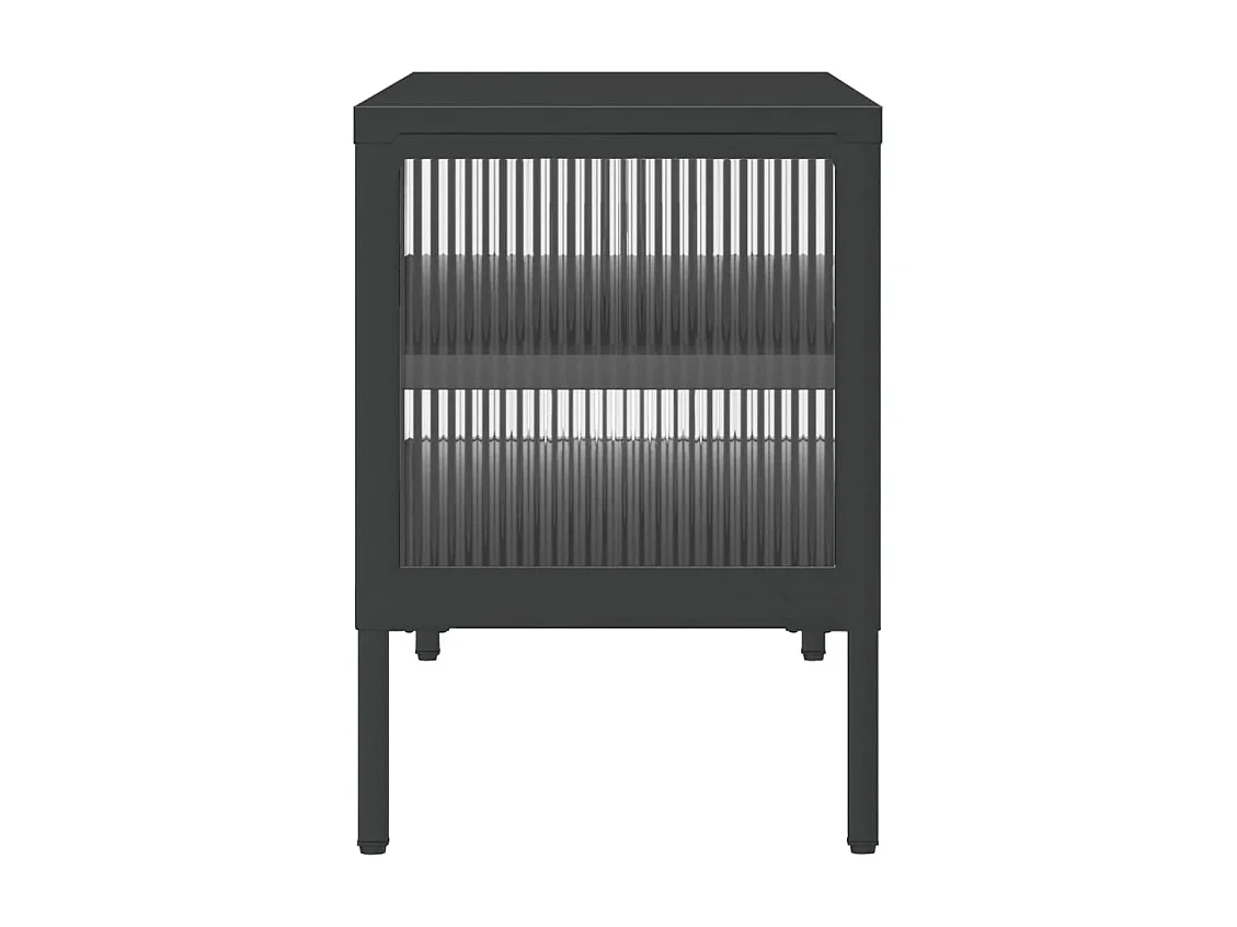 Meuble TV noir 105x35x50 cm verre et acier