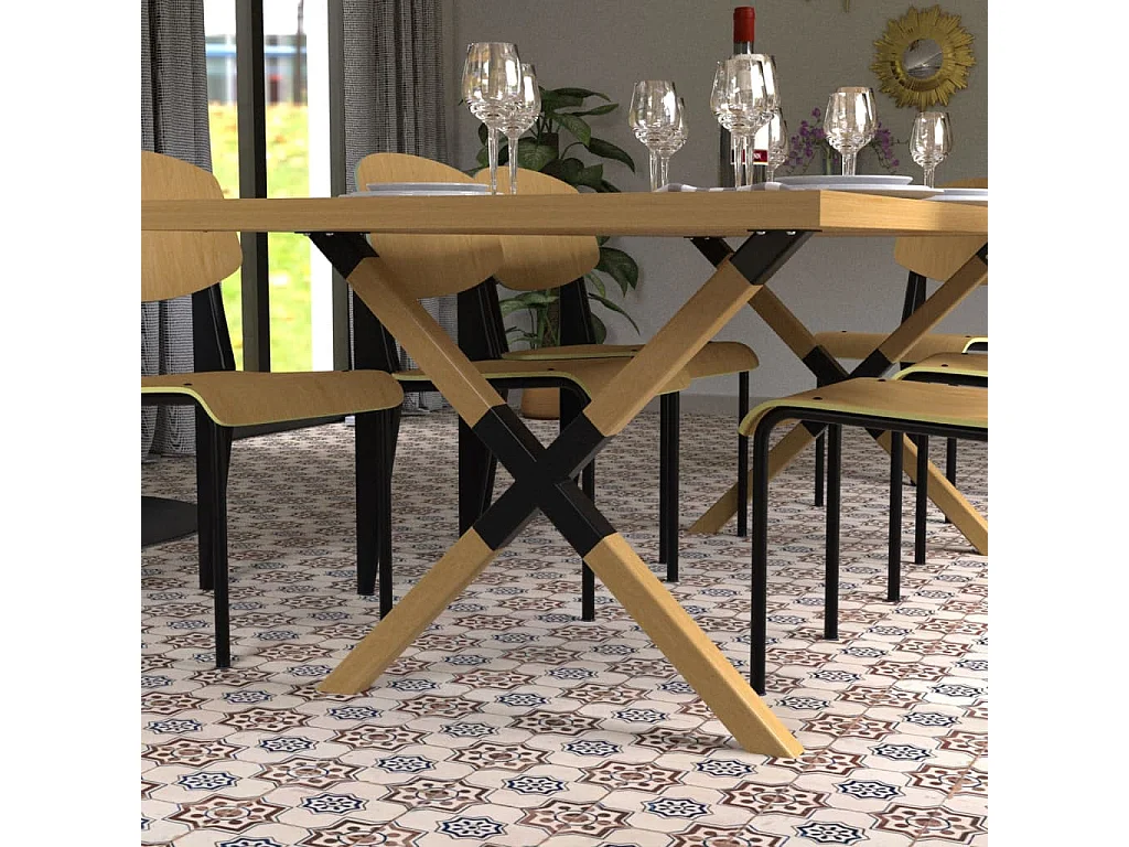 Pieds de table en forme de X 77,8x71 cm Bois et métal Naturel