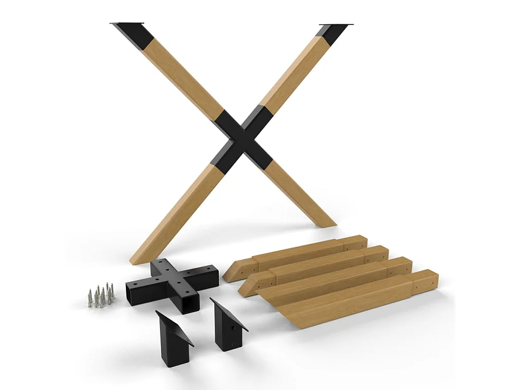 Pieds de table en forme de X 77,8x71 cm Bois et métal Naturel