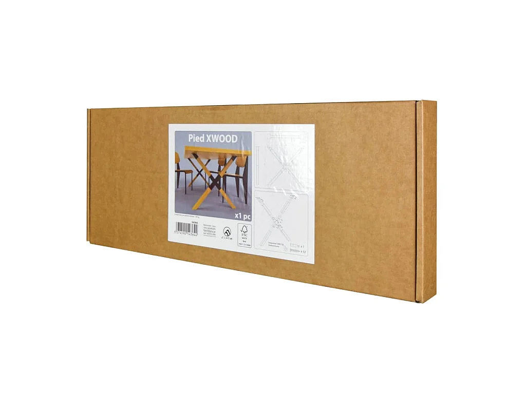 Pieds de table en forme de X 77,8x71 cm Bois et métal Naturel