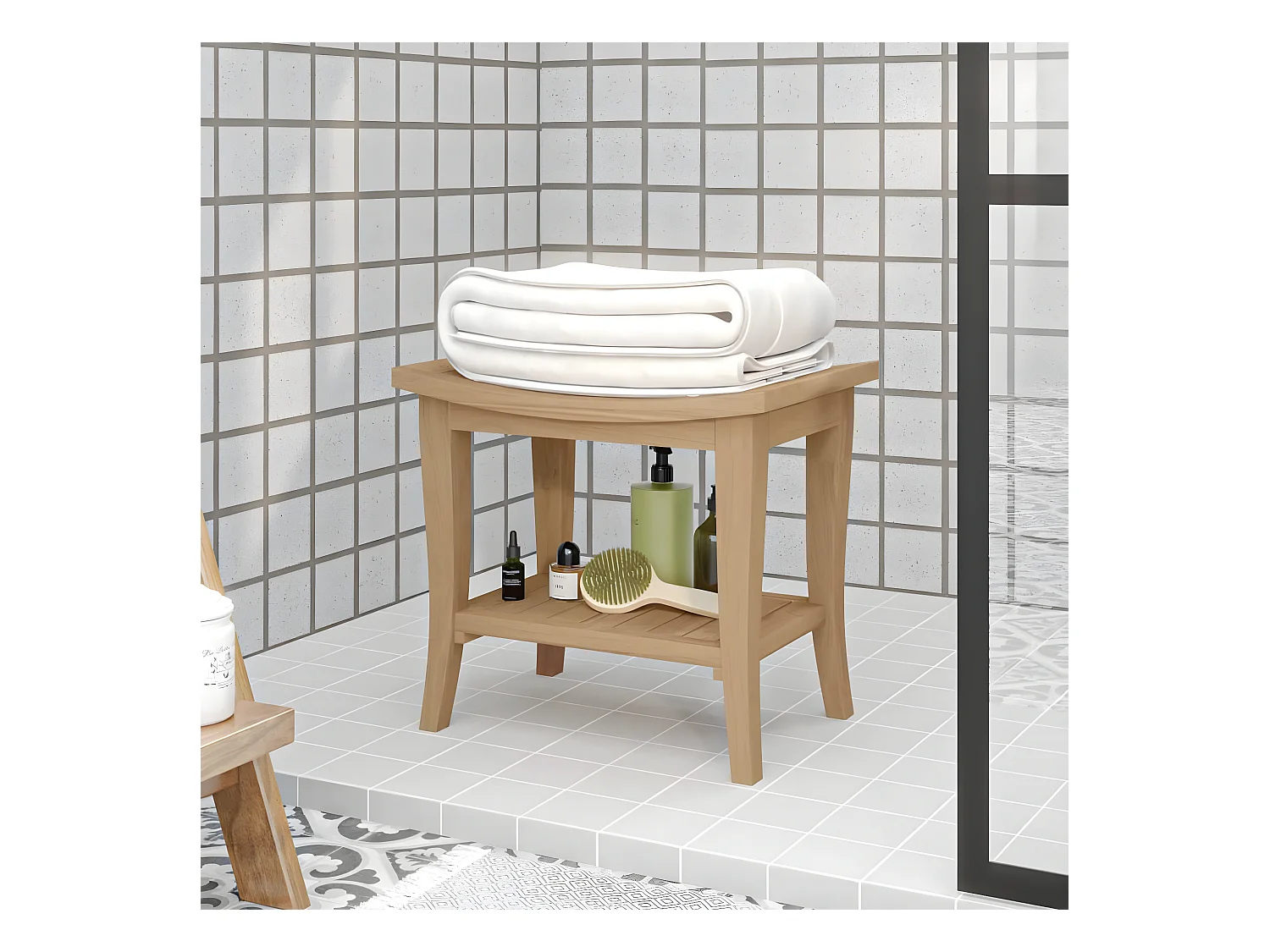 Banc de douche 50x35x45 cm Bois massif de teck