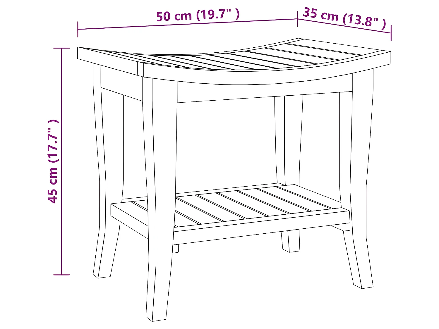 Badezimmer-Beistelltisch 50x35x45 cm Massivholz Teak