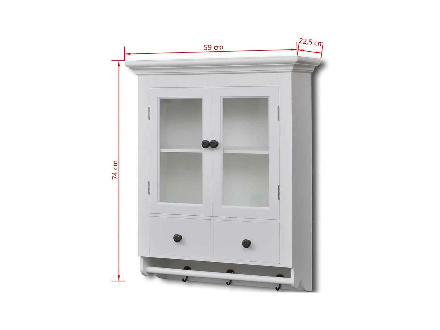 Placard mural de cuisine avec porte en verre Bois blanc