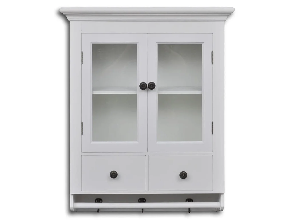 Armario de cocina de pared de madera y puerta de vidrio blanco