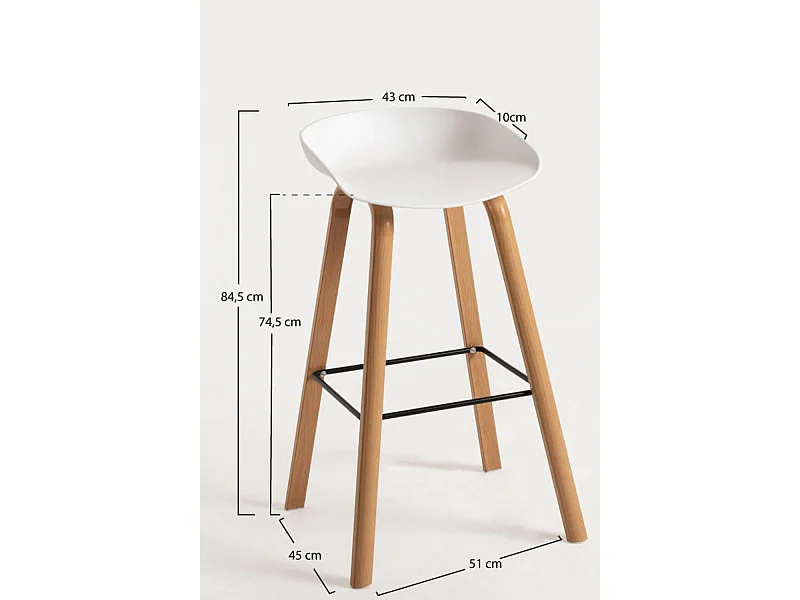 Lote de 4 Taburetes Tolbi - Blanco