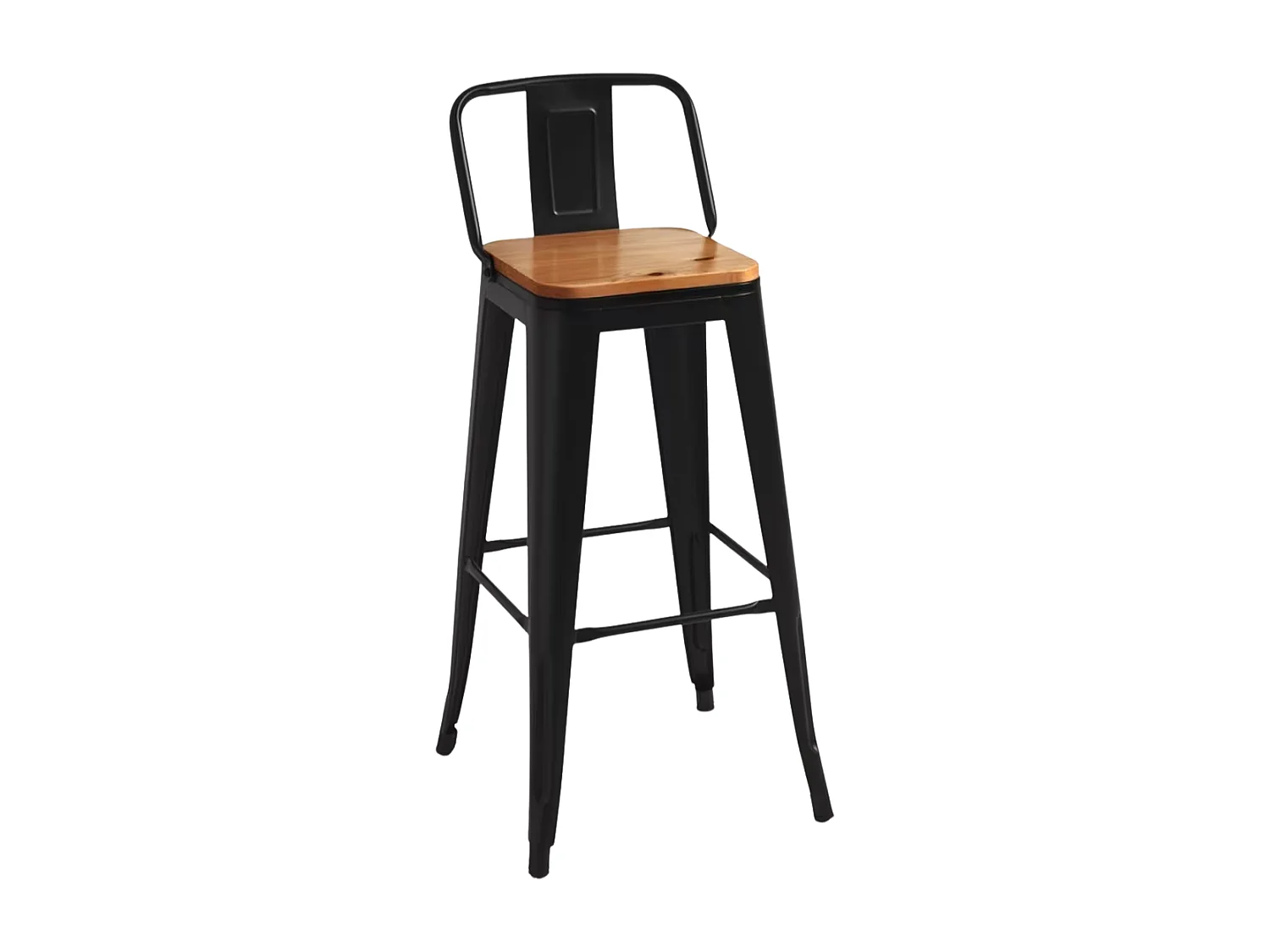 Taburetes Altos - Taburete Torix Respaldo Madera Natural - Negro mate