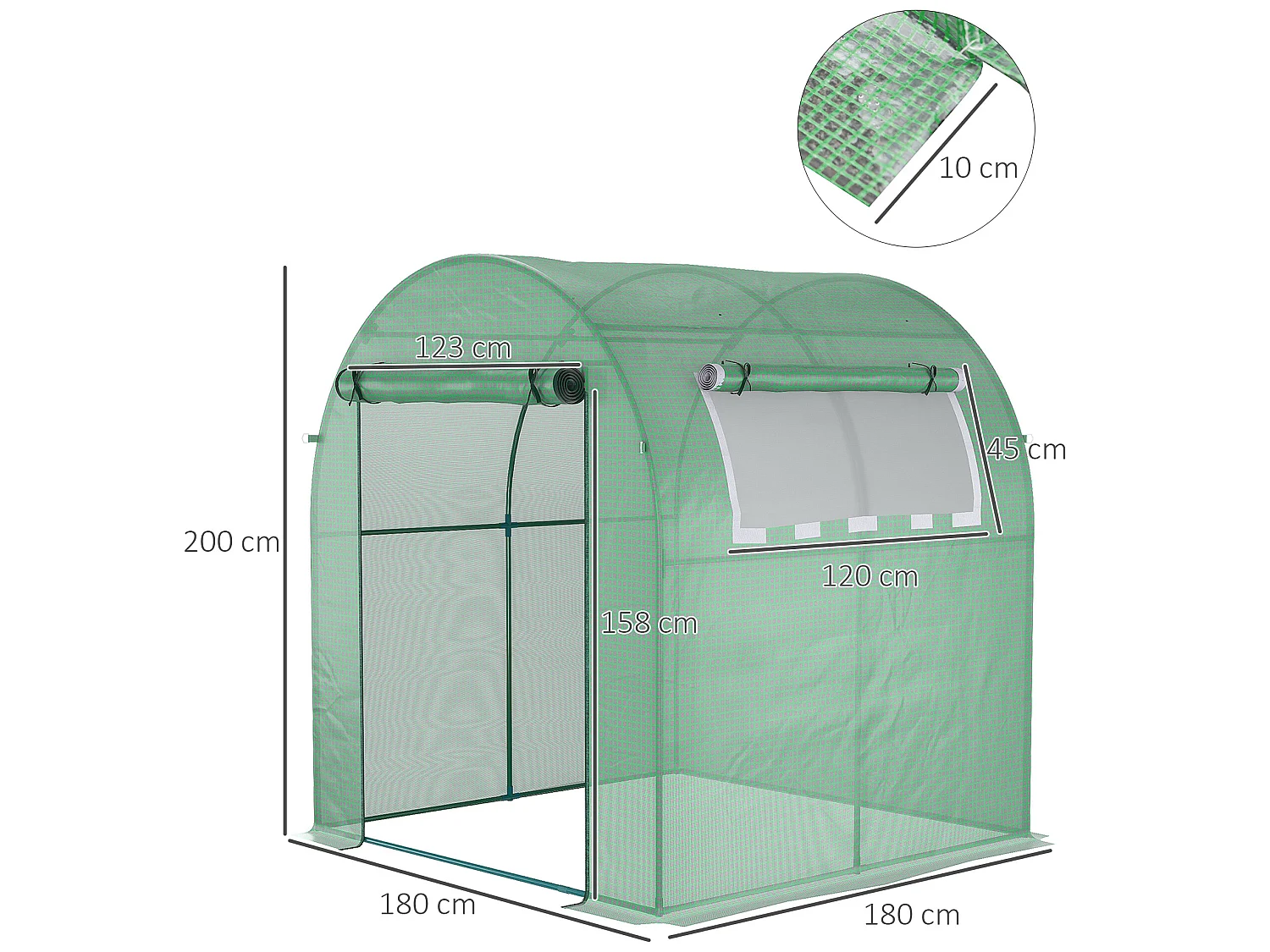 Invernadero de jardín verde 180x180x200 cm Outsunny