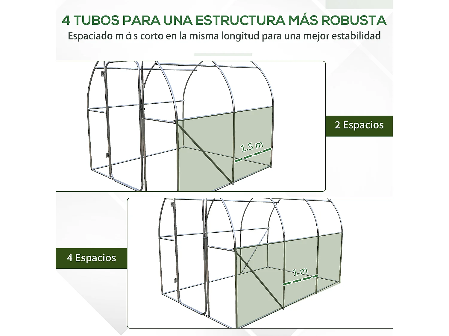Invernadero de túnel verde 300x200x200 cm Outsunny