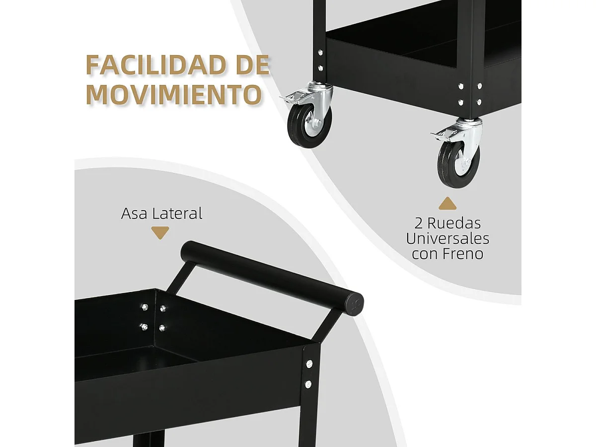 Carro de herramientas negro 84.5x38x84 cm DURHAND