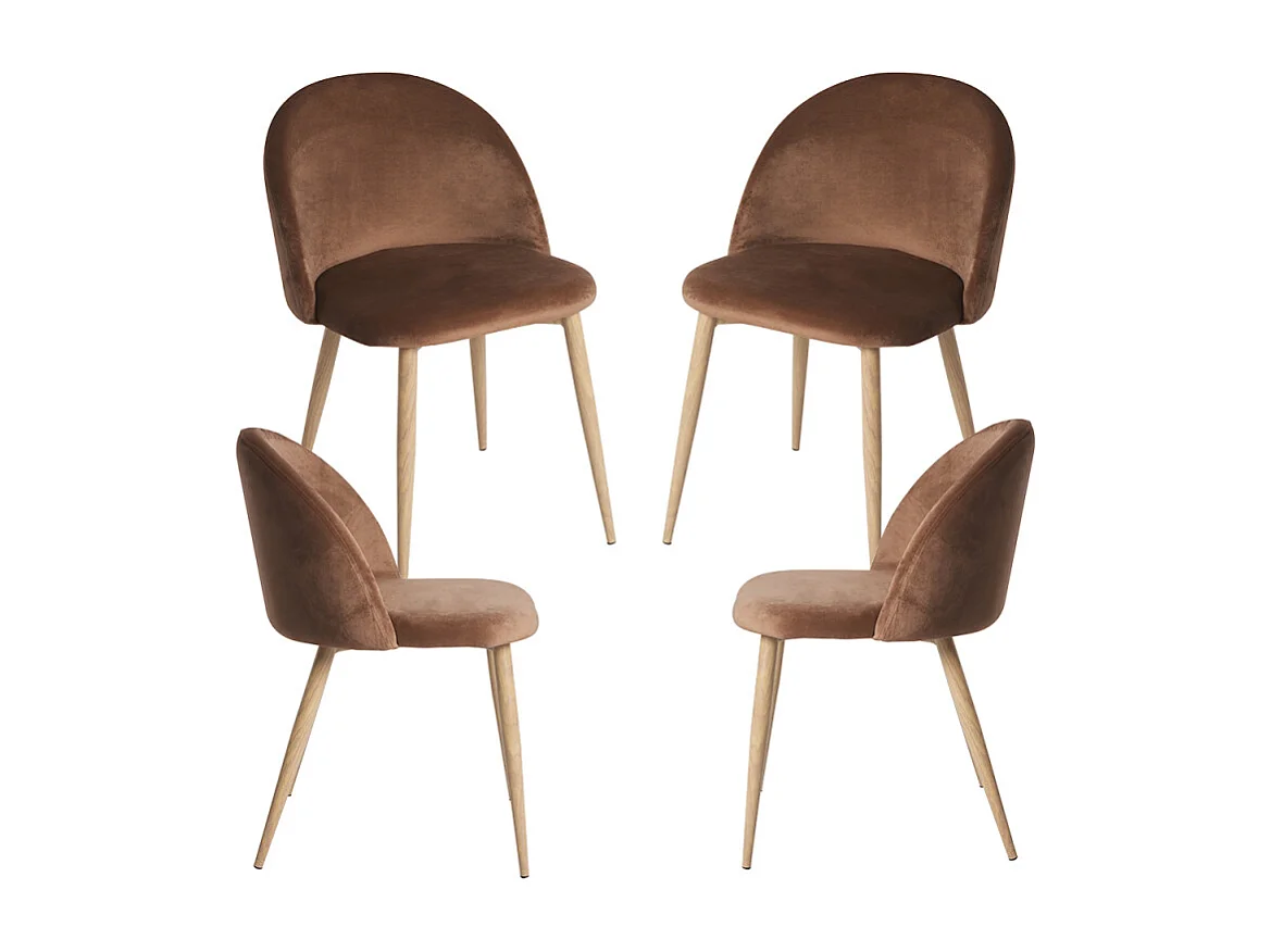 Packs Sillas Comedor - Pack 4 Sillas Vint Terciopelo - Marrón