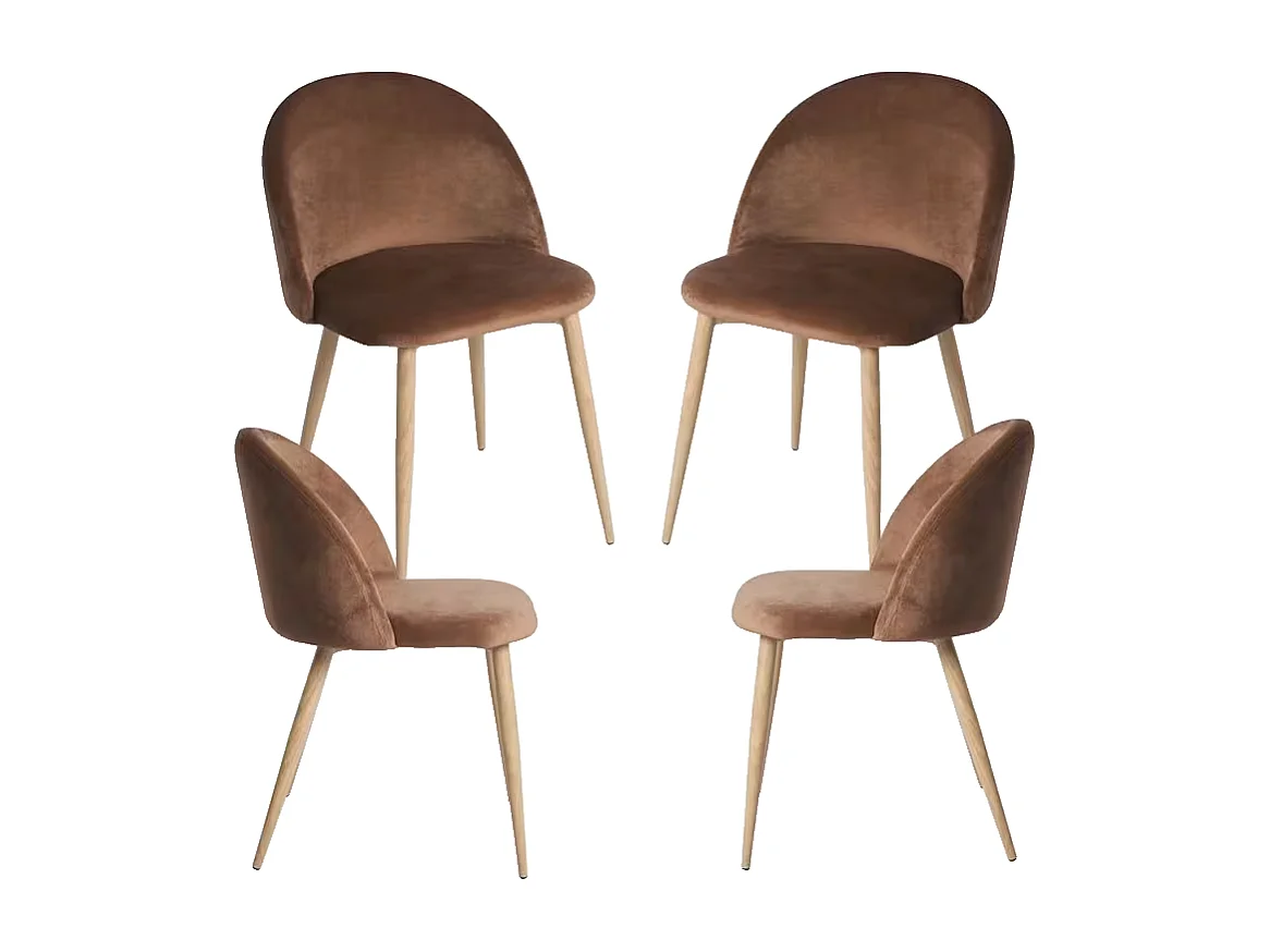 Packs Sillas Comedor - Pack 4 Sillas Vint Terciopelo - Marrón