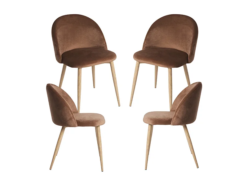 Packs Sillas Comedor - Pack 4 Sillas Vint Terciopelo - Marrón