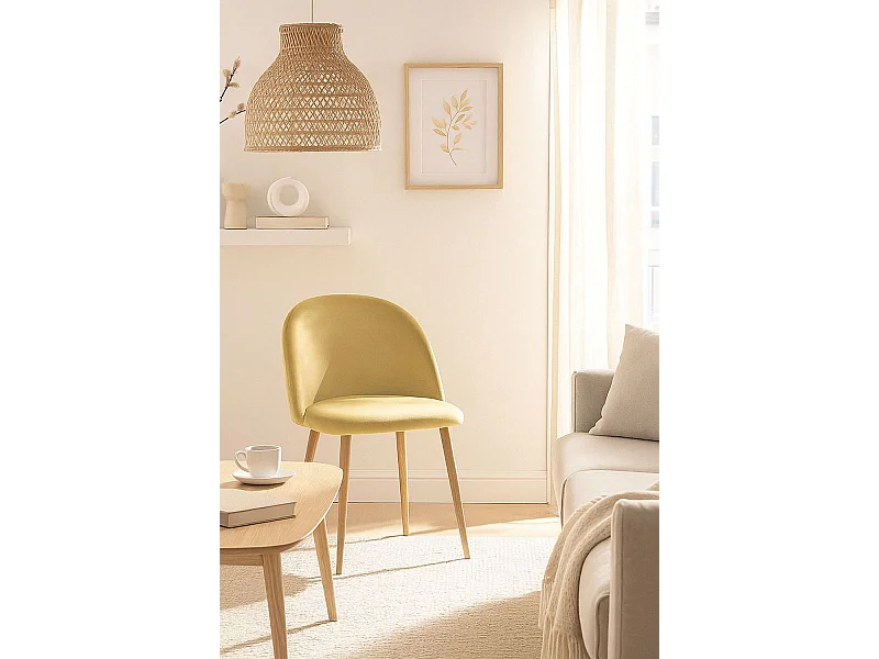 Sillas Comedor - Silla Vint Terciopelo - Amarillo dorado