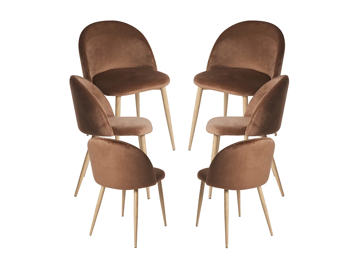 Packs Sillas Comedor - Pack 6 Sillas Vint Terciopelo - Marrón