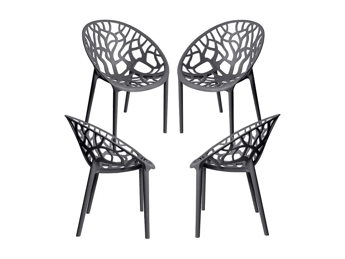 Packs Sillas Jardín - Pack 4 Sillas Nido - Gris oscuro