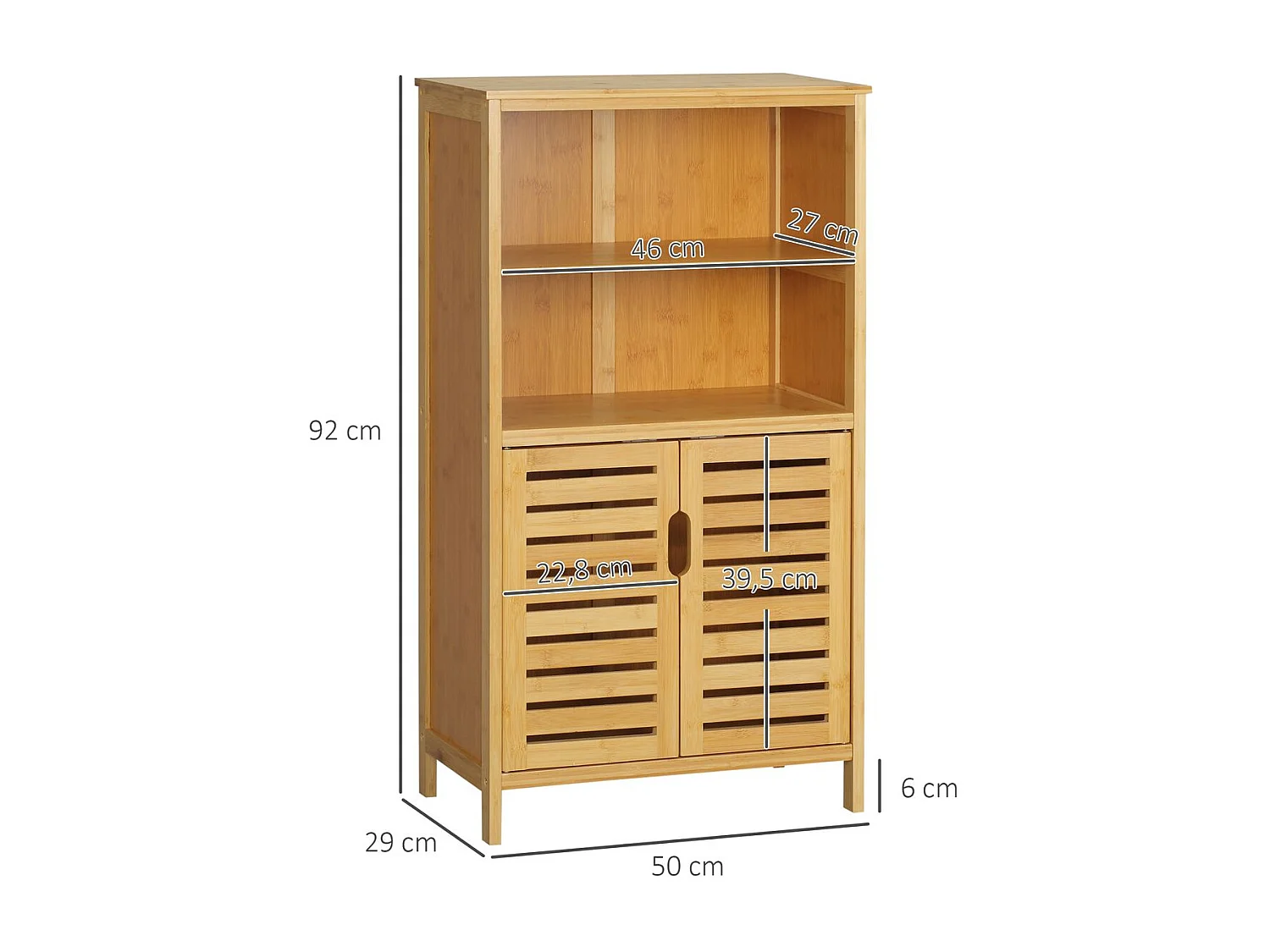 Armario de baño madera natural 50x29x92 cm kleankin