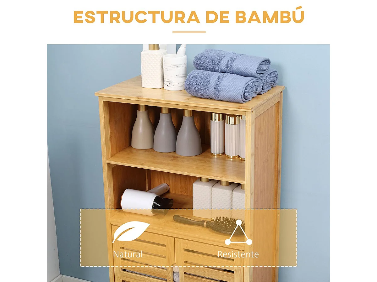 Armario de baño madera natural 50x29x92 cm kleankin