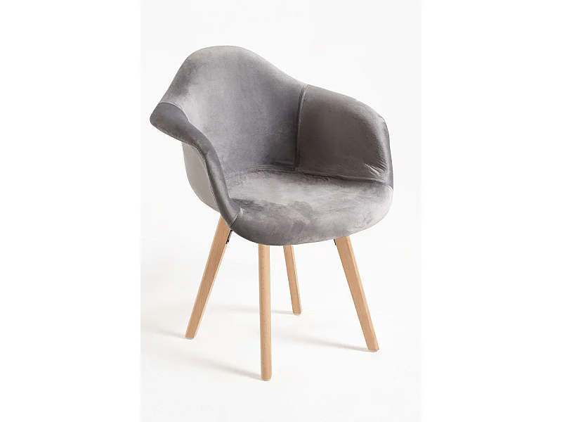Sillas Comedor - Silla Belu Terciopelo - Gris claro