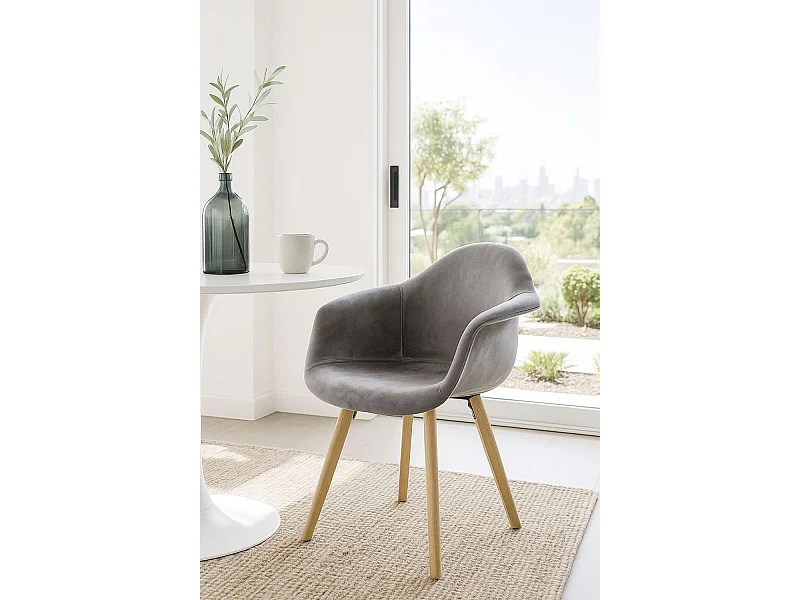 Sillas Comedor - Silla Belu Terciopelo - Gris claro