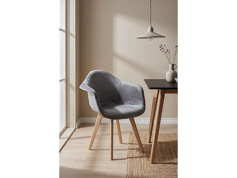Sillas Comedor - Silla Belu Terciopelo - Gris claro