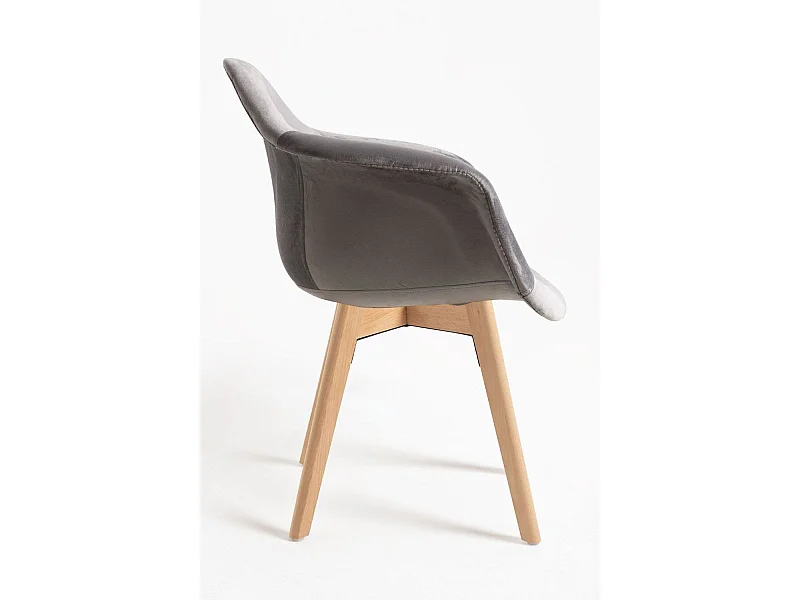 Sillas Comedor - Silla Belu Terciopelo - Gris claro