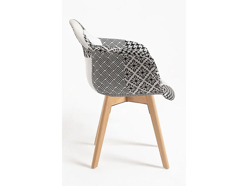 Sillas Comedor - Silla Belu Patchwork - Patchwork blanco y negro