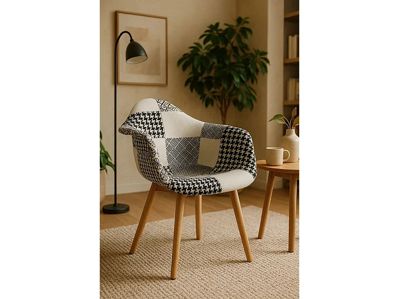 Sillas Comedor - Silla Belu Patchwork - Patchwork blanco y negro