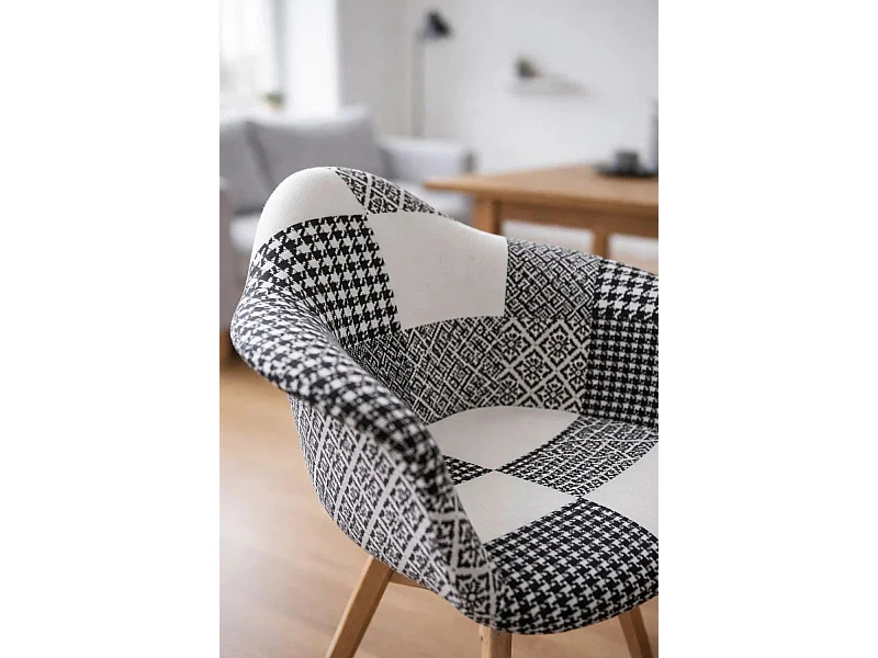 Sillas Comedor - Silla Belu Patchwork - Patchwork blanco y negro