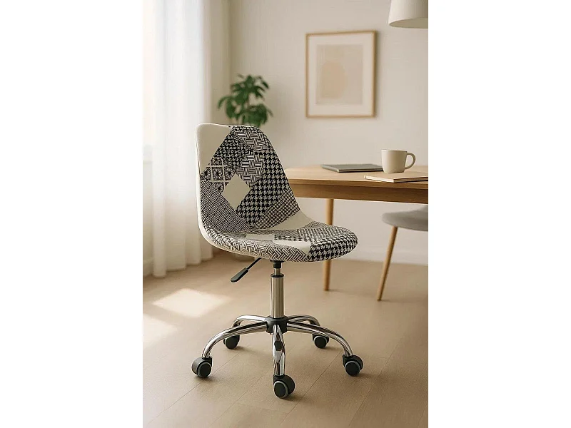 Silla de Oficina Patchwork Blanca y negro Neo Patchwork - Máxima Ergonomía - Ideal para Escritorio y Gaming