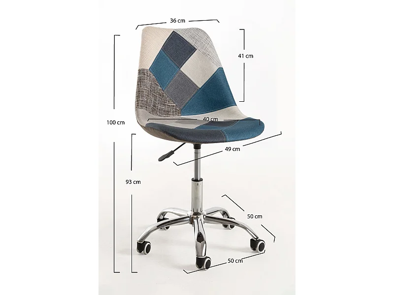 Silla de Oficina Neo Patchwork en Patchwork Blue - Máxima Ergonomía - Ideal para Escritorio y Gaming