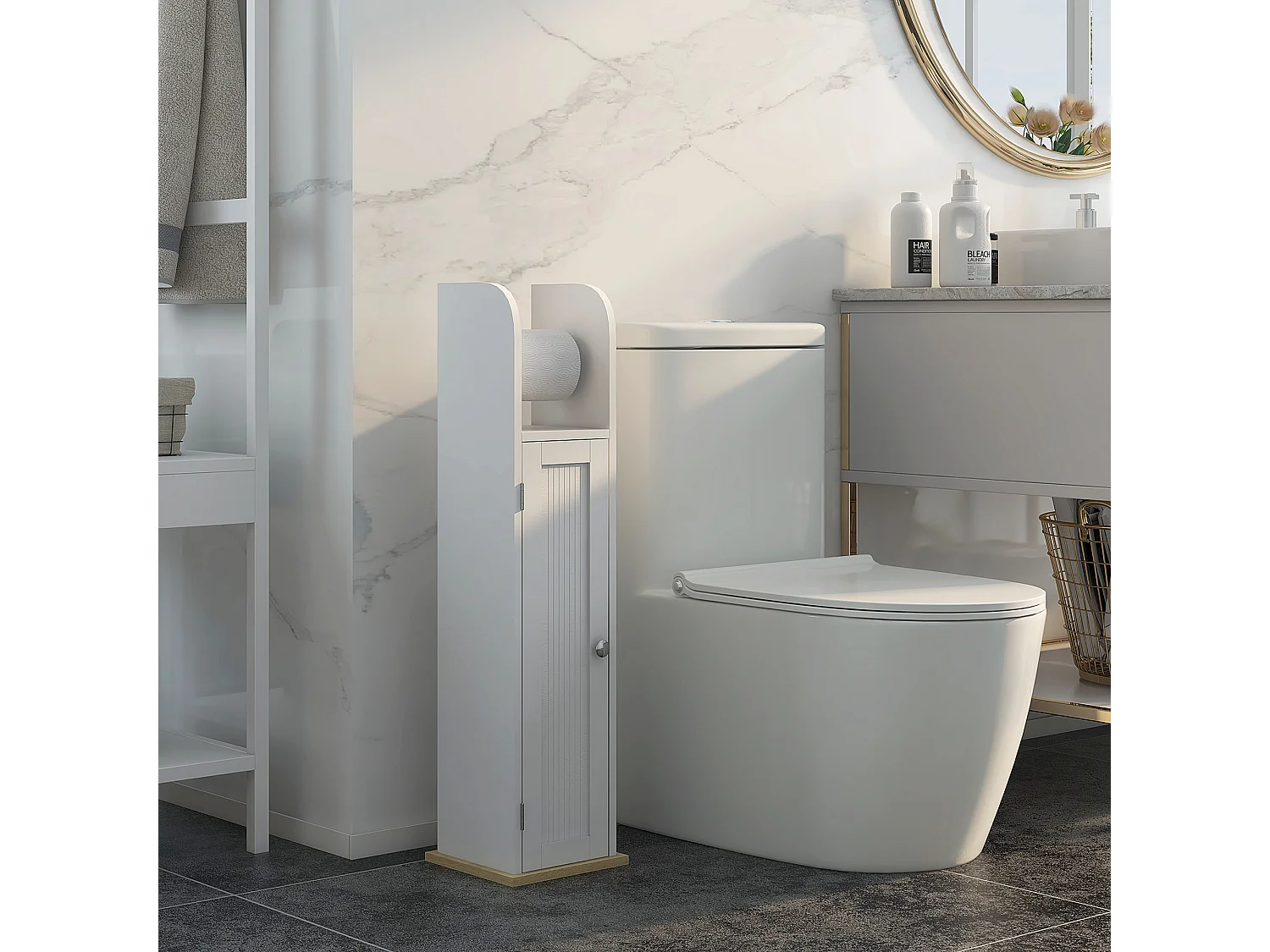 Armario de baño blanco 20x20x80 cm kleankin