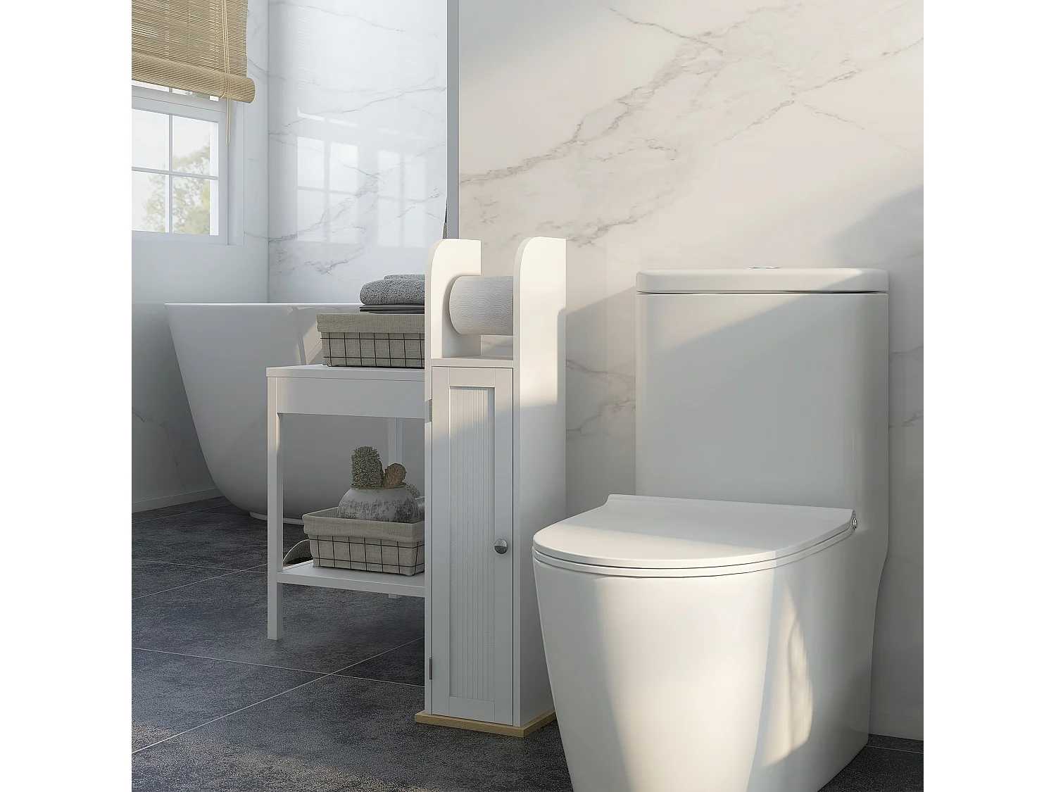 Armario de baño blanco 20x20x80 cm kleankin