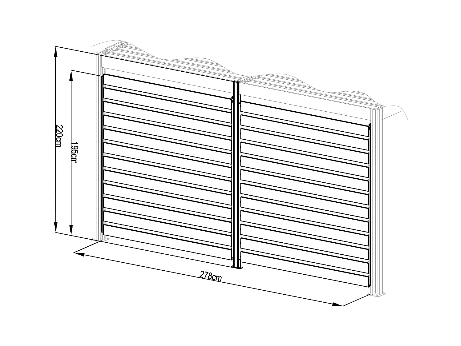 Claustra brise soleil orientable en aluminium pour pergola bioclimatique anthracite - L2,78 x H2,2 m - BOLSENA