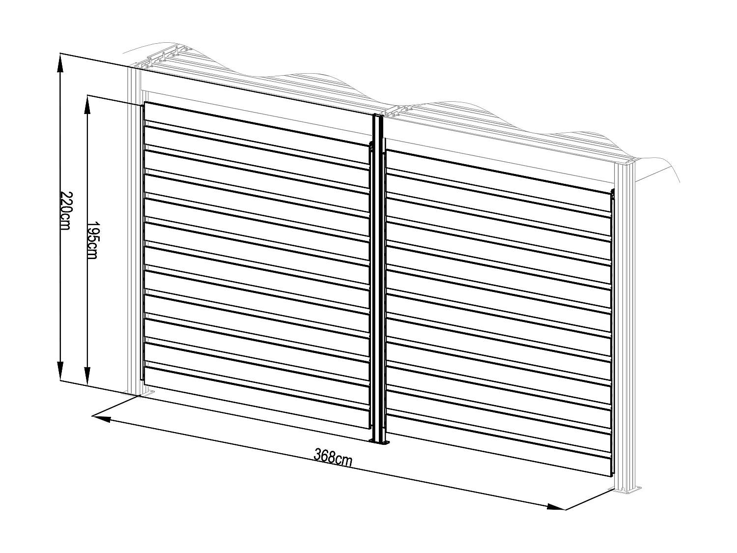 Claustra brise soleil orientable en aluminium pour pergola bioclimatique anthracite  - L3,68 x H2,2 m - BOLSENA