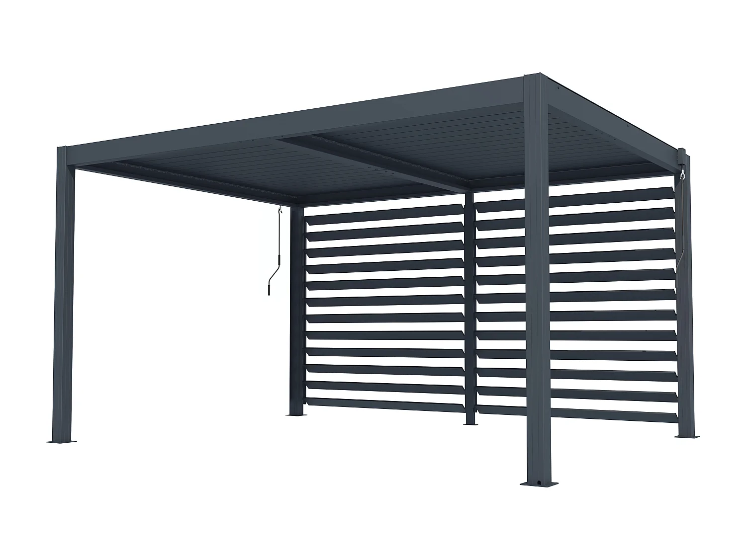 Claustra brise soleil orientable en aluminium pour pergola bioclimatique anthracite  - L3,68 x H2,2 m - BOLSENA