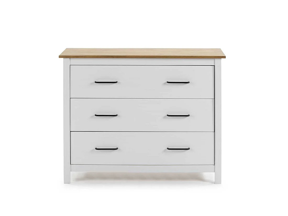 Commode 3 tiroirs Bois/Blanc - DARANMI