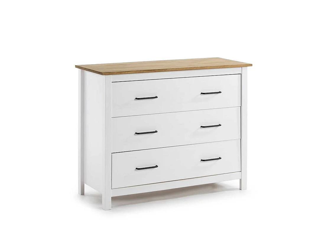 Commode 3 tiroirs Bois/Blanc - DARANMI