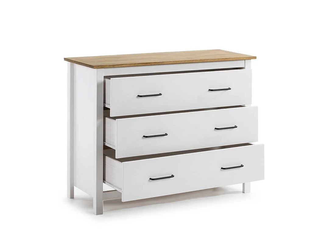 Commode 3 tiroirs Bois/Blanc - DARANMI