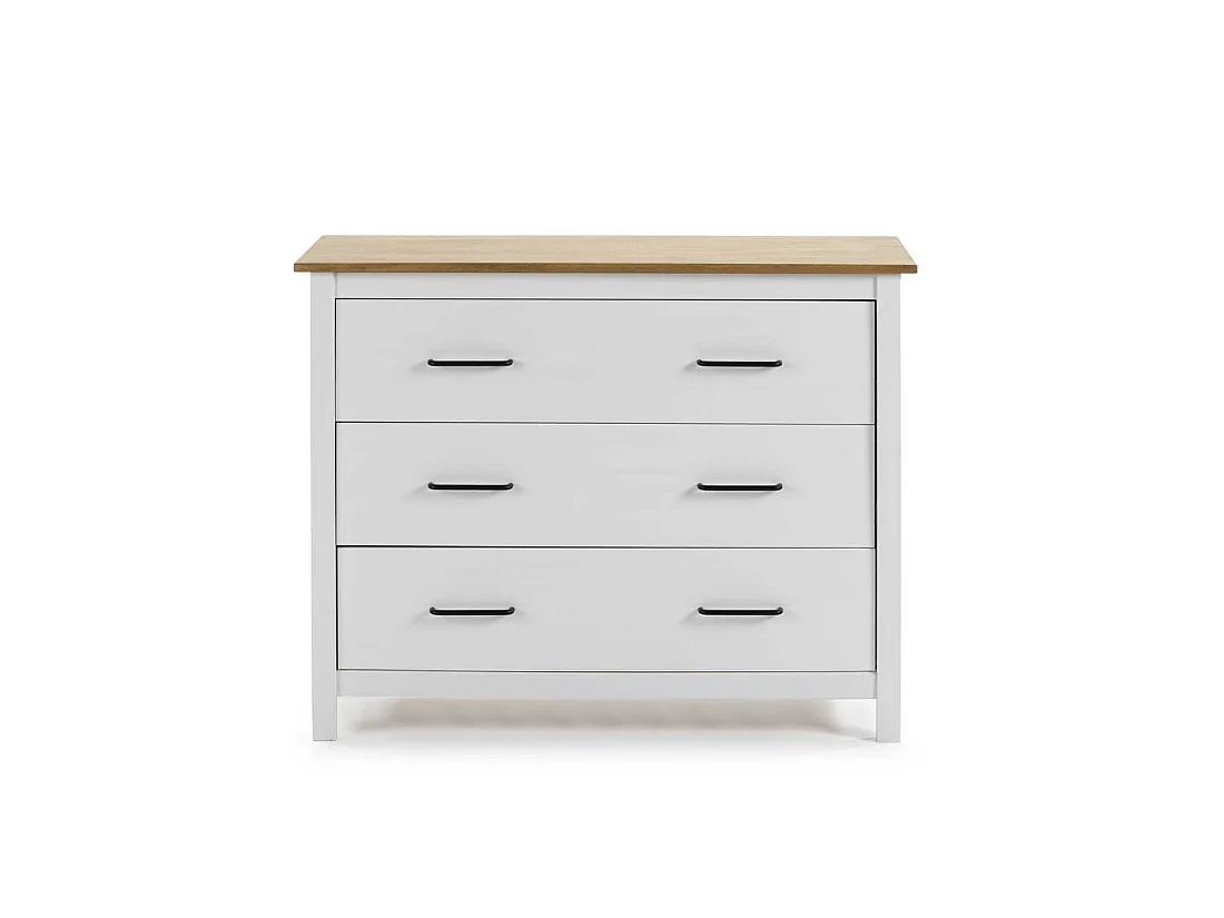 Commode 3 tiroirs Bois/Blanc - DARANMI