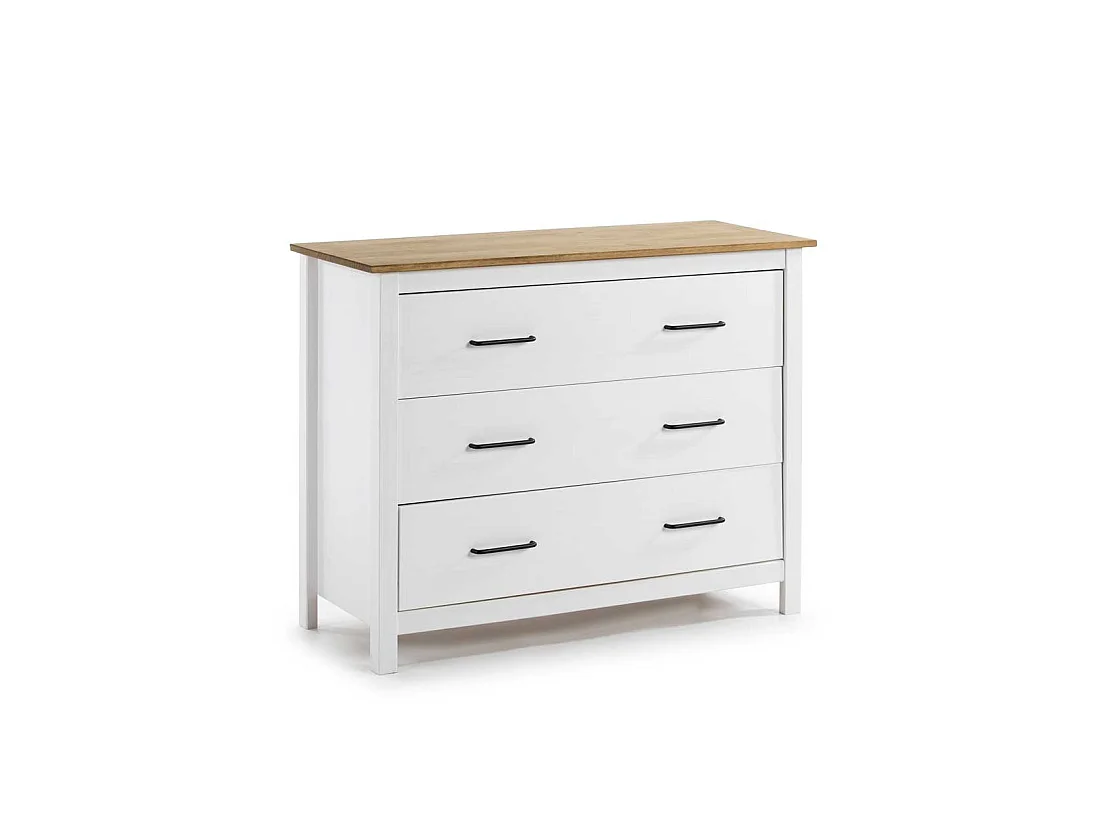 Commode 3 tiroirs Bois/Blanc - DARANMI