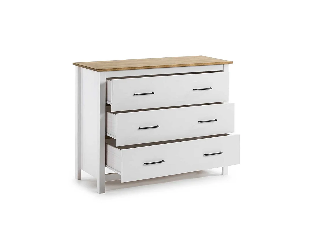 Commode 3 tiroirs Bois/Blanc - DARANMI