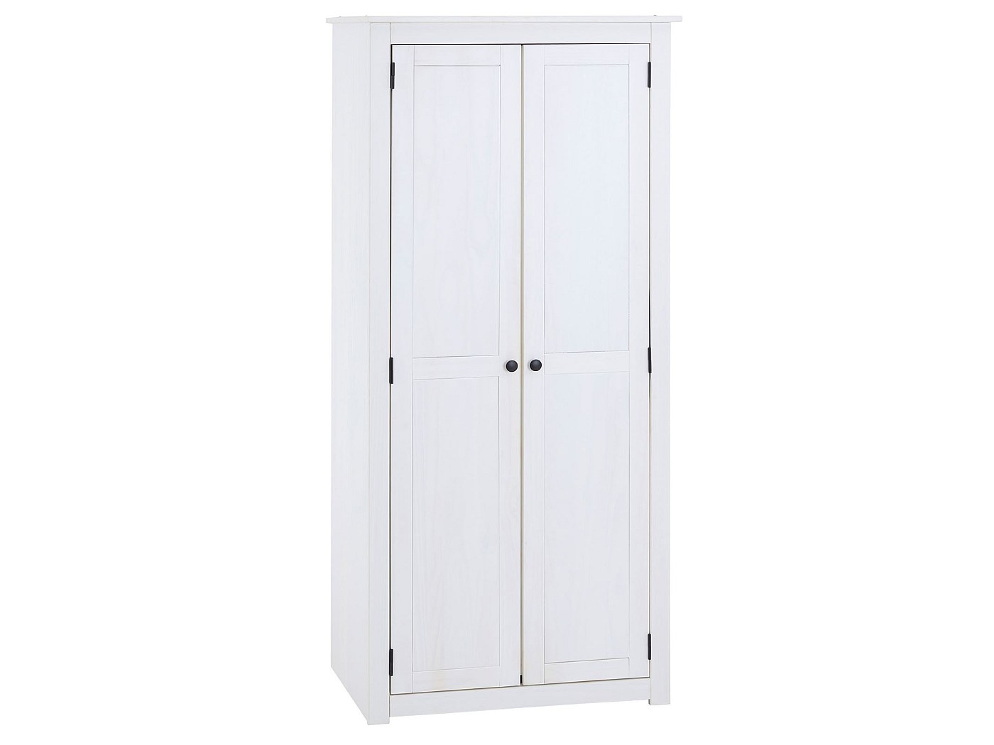 Armoire blanche PAULO penderie en pin massif avec 2 tiroirs