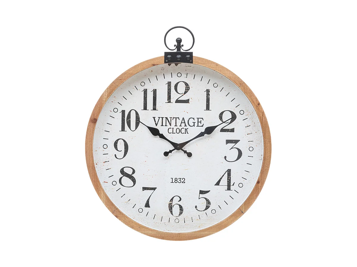 Pendule murale forme gousset esprit Vintage D 57 cm