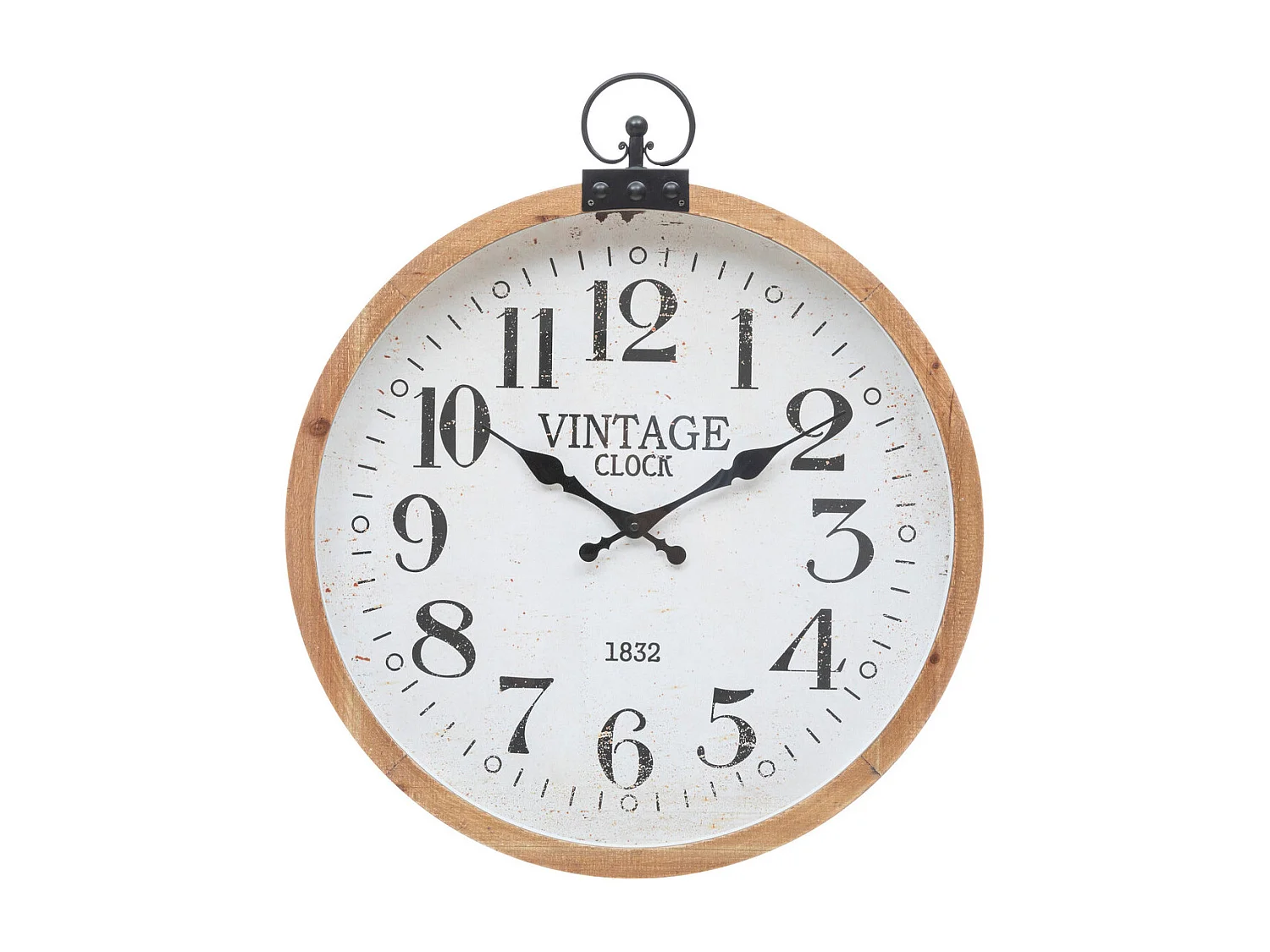 Pendule murale forme gousset esprit Vintage D 57 cm