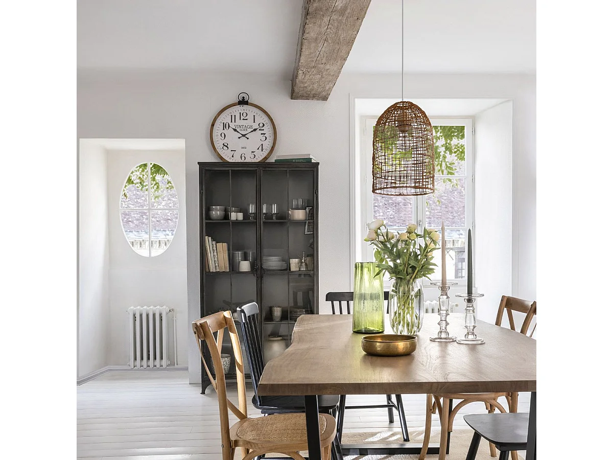 Pendule murale forme gousset esprit Vintage D 57 cm